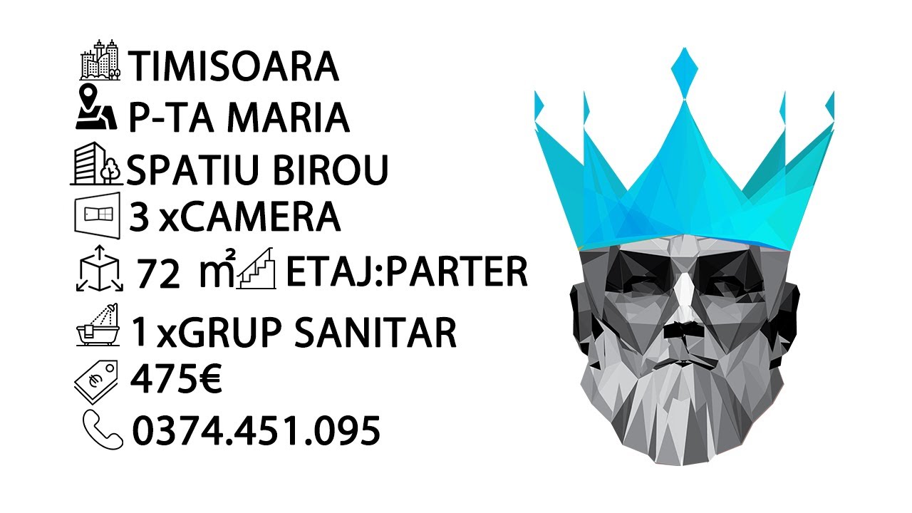 Tur video Spatiu Birou | 72mp | Zona P-ta Maria | Centrala Proprie | 
