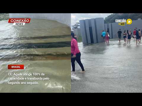 Vídeo: CE: Açude atinge 100% da capacidade e transborda pelo segundo ano seguido.