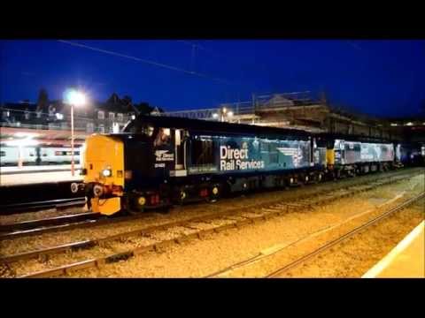 DRS 37423 + 57301 TnT 66425 Thrash out of Crewe with 5Z02 Scotrail Coach Move 27/03/15