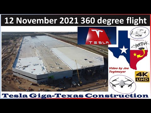 Tesla Gigafactory Texas 360 fly over of the main factory building 12 Nov 2021 K