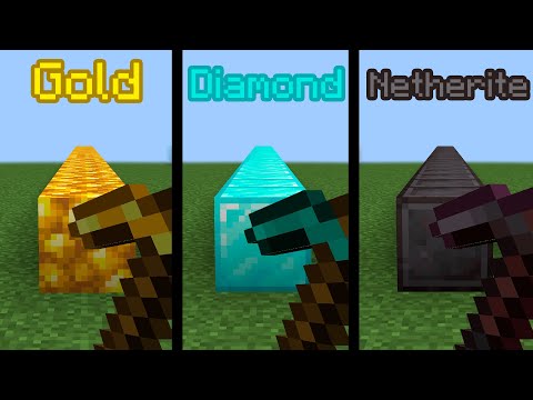 gold vs diamond vs netherite pickaxe in minecraft