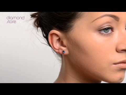 Sapphire 5mm x 4mm 18K White Gold Earrings - FEG23 UY