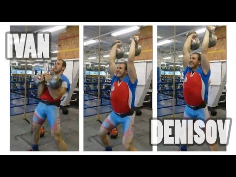 Ivan Denisov | 2 X 40 kg kettlebells jerk - 57 reps in 3 minutes (2015)