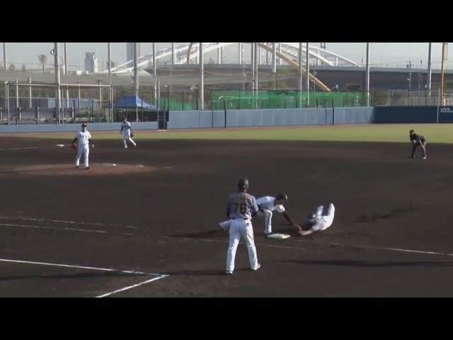 【ファーム】バファローズ・左澤 見事なけん制タッチアウトに成功!! 2020/10/20 B-T(ファーム)