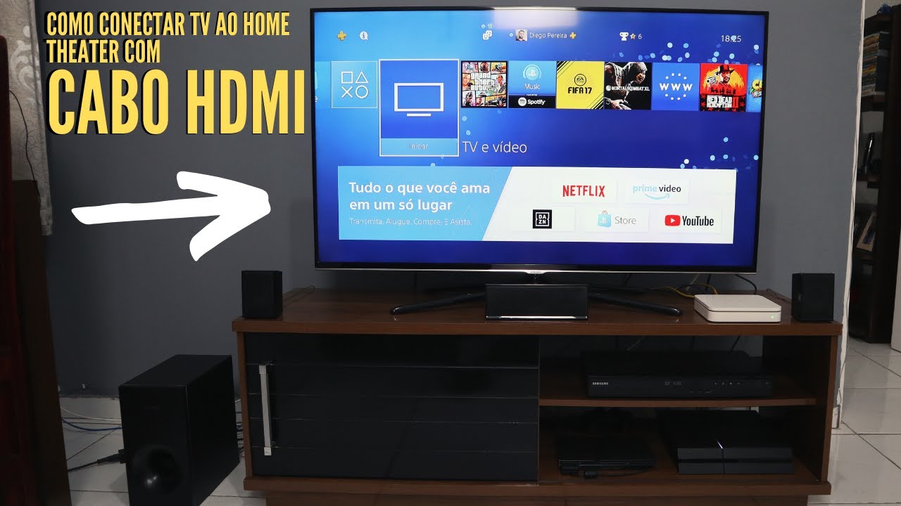 COMO CONECTAR SUA TV AO HOME THEATER COM CABO HDMI (ARC)