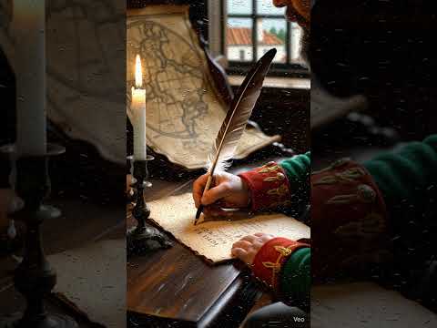 Simón Bolívar redactando el Manifiesto de Cartagena (1812). Generado por Veo3.1. Libre de copyright