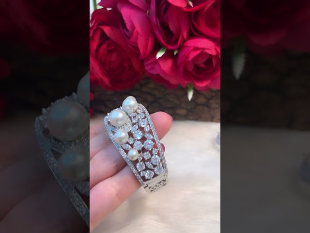 اسوارة مرصعة بالزركون الالماس واللؤلؤ صياغة ثقيلة...