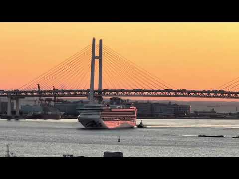 Thumbnail for Diamond Princess Cruise Ship Returns to its Home Port of Yokohama as Sun Rises on the Horizon