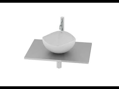 Roca Ruy Ohtake Black Fineceramic® umivaonik (lavabo) 38x38x18,1 nadgradni asimetrični ovalni sa poklopcem za odliv A327A15080