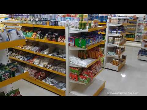 Metal departmental store rack, for grocery