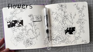Drawing flowers with the fountain pen