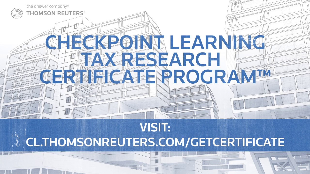 Checkpoint Learning Tax Research Certificate Program - Intro