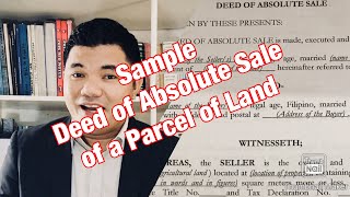 Sample Deed of Absolute Sale of Parcel of Land