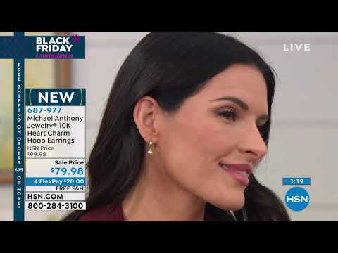 Michael Anthony Jewelry 10K Yellow Gold Heart Charm Hoop...