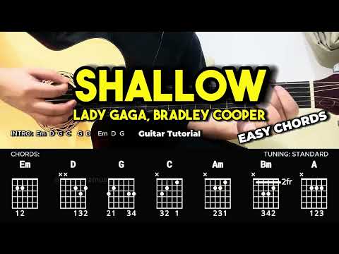 Shallow - Lady Gaga, Bradley Cooper | Easy Guitar Chords Tutorial For Beginners (CHORDS & LYRICS)