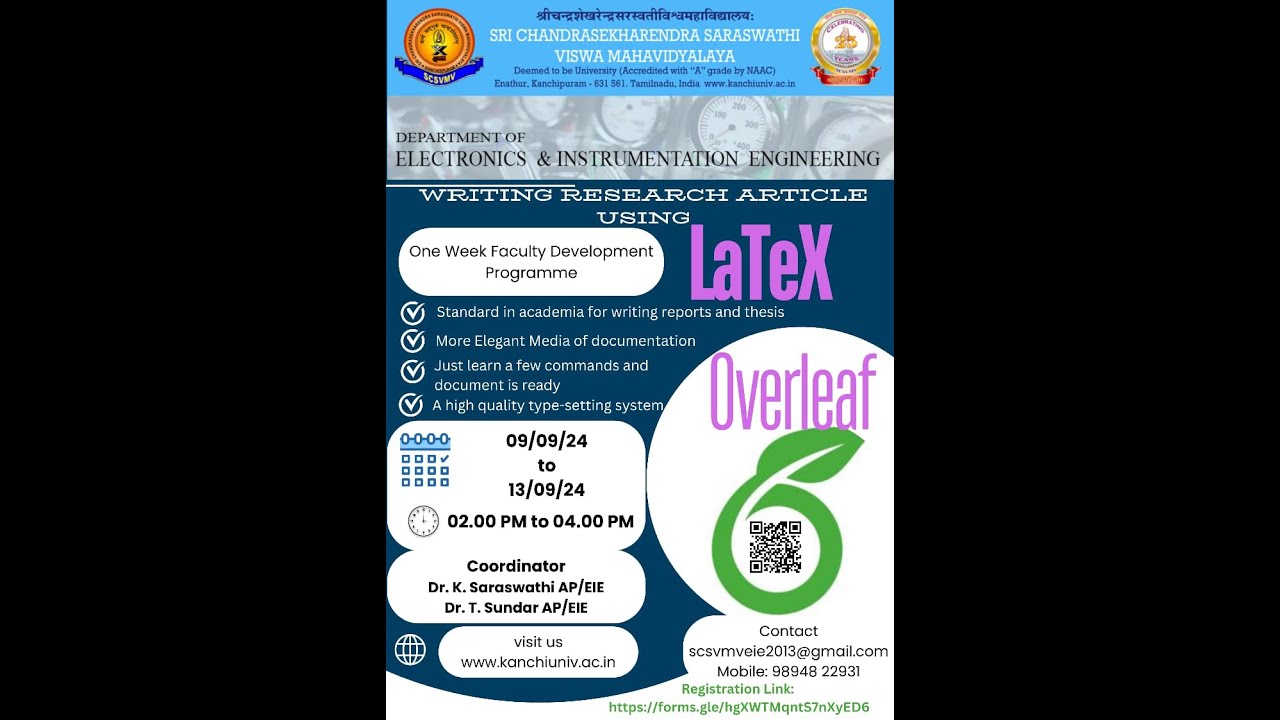Day -3 National Level FDP on Writing Research Articles Using LaTeX Overleaf