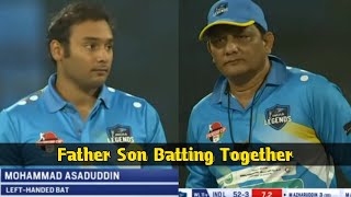 Mohammed Azharuddin and His Son Md. Asaduddin Batting Together for India - India Legend vs World XI video