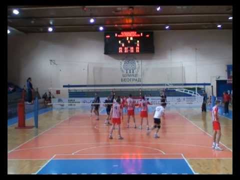 Petar Turanjanin middle blocker #8 & Kostic Ivan setter #6- blue shirt -vs Red star Belgrade