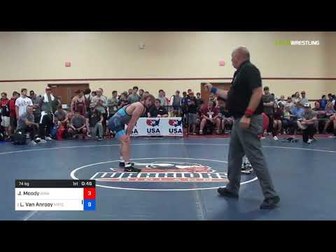 2018 Marine Corps US Open/UWW Junior Freestyle 74 Rnd Of 16 - Jeremiah Moody (Iowa) Vs. Layne Van