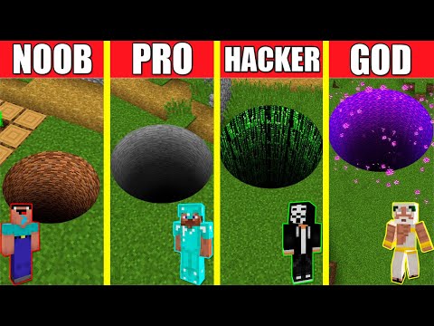 Minecraft Battle: TUNNEL HOUSE BUILD CHALLENGE - NOOB vs PRO vs HACKER vs GOD / Animation PIT HOLE
