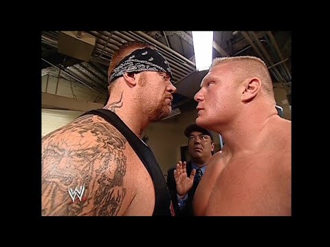 The Undertaker and Brock Lesnar staredown Backstage! RAW 07/15/2002