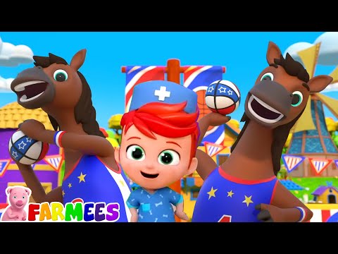 Five Tall Horses Jumping on the Bed, Cartoon Video by Farmees