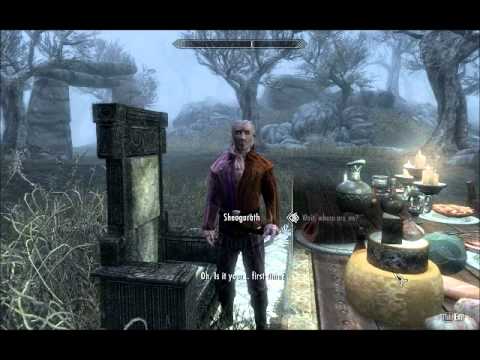 Inside of Pelagius Hall with Pelagius and Sheogorath. (Skyrim)