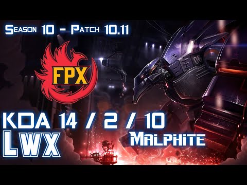 FPX Lwx MALPHITE vs JAYCE Top - Patch 10.11 KR Ranked