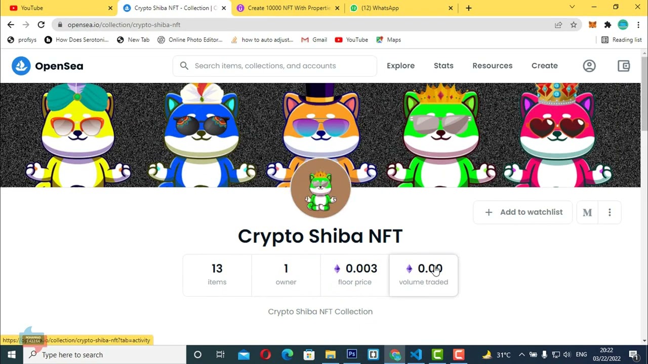 Create 10000 NFT with its properties and metadata