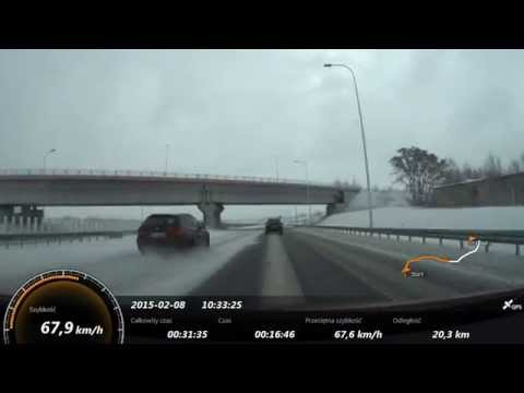 Highway in Poland at winter. Autostrada A1 luty 2015, drogowcy znowu zaskoczeni