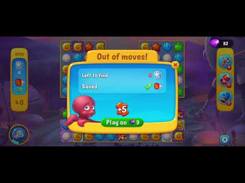 @Fishdom Win Strikes Level 6129 - 6130, Extend Lives in 6130 Using 9 Diamonds.