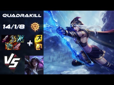 BOTTOM Ashe vs Kai'Sa [QUADRAKILL] - EU Grandmaster Patch 14.14