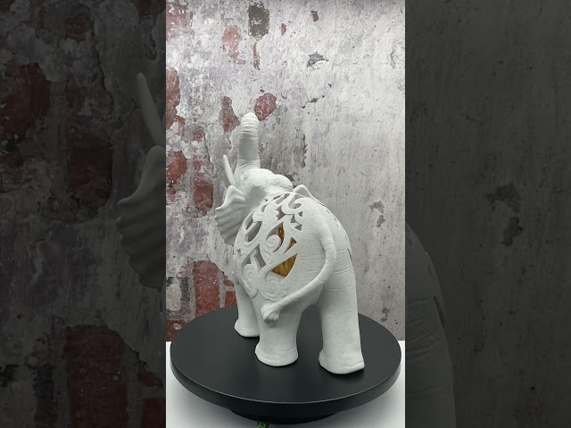 مجسم الفيل (أبيض رخامي وذهبي)