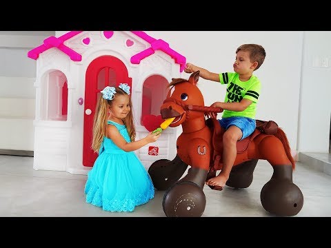 Diana Pretend Play with Ride On Horse Toy