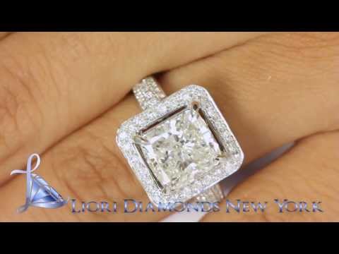 ER-1042 - 5.08 CT. G-SI1 Cushion Cut Diamond Engagement Ring 14k White Gold Vintage Style