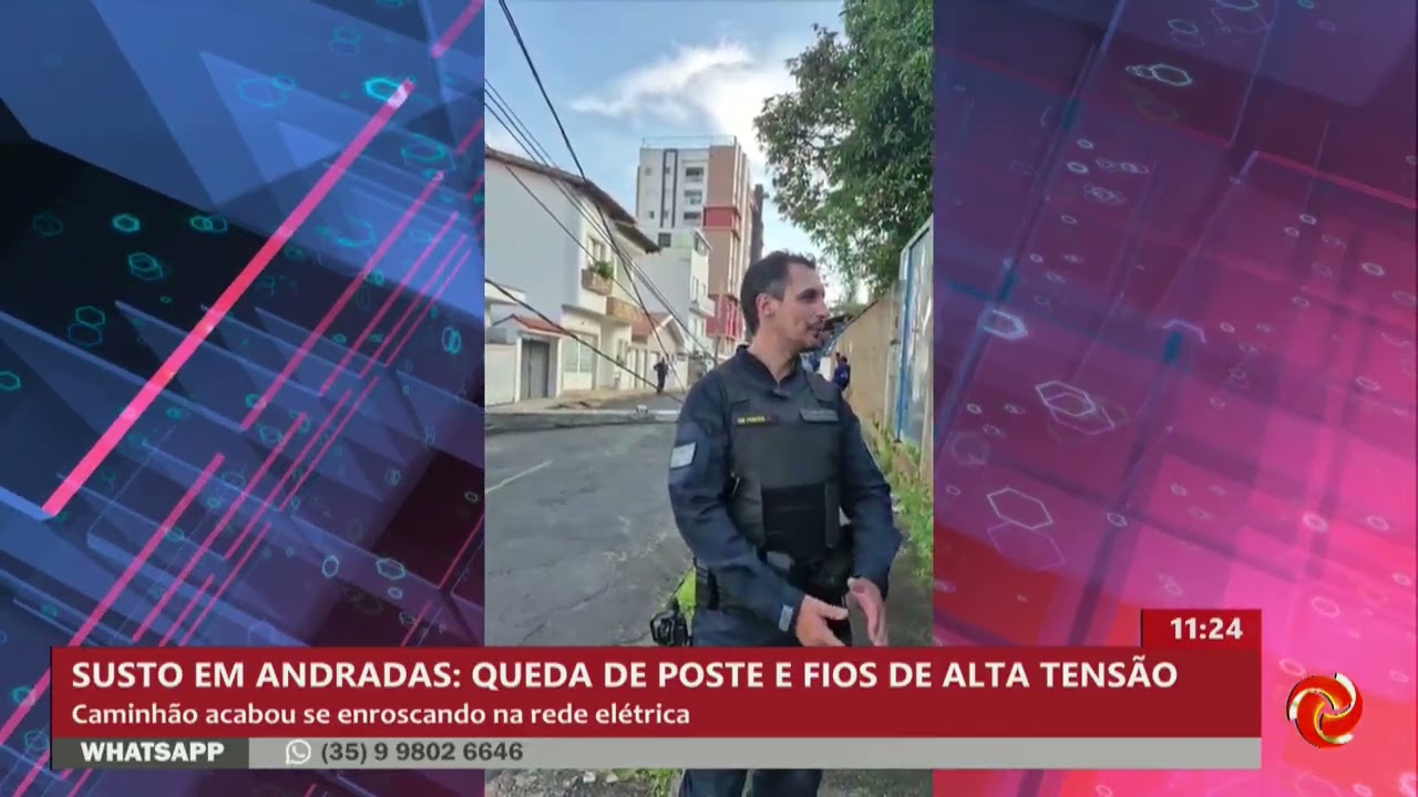 Caminhão derruba poste e rede de alta tensão em Andradas