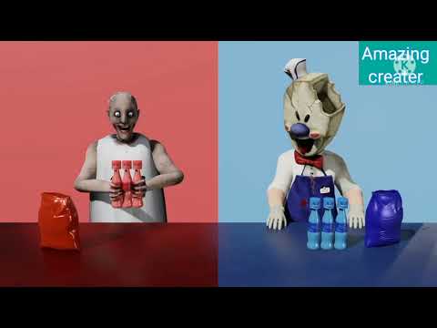ACD Funny horror Food Challenge: Red Granny vs Blue Ice Scream - Mukbang - FH animation parody