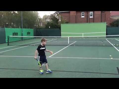 Oliver - aged 7.5 years old - tennis training session (Oct 2016)
