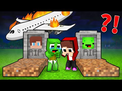 Babies JJ and Mikey Lost thier PARENITS in a AIRPLANE CRASH - Minecraft Animation / Maizen