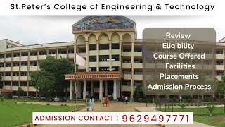 St.Peter&#39;s College of Engineering and Technology Avadi|Review|Courses Offered|Facilities|Admission