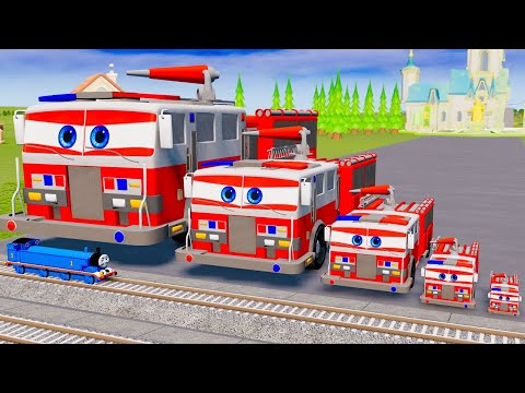 Big & Small Fire Truck Lightning Mcqueen vs Train Thomas | BeamNG.Drive