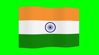 India flying flag  green screen clip