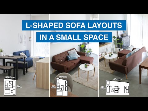 Part of a video titled L-Shaped Sofa Layouts in a Small Space | MF Home TV - YouTube