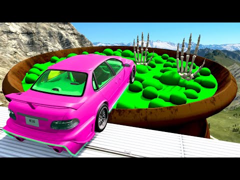 Open Bridge Crashes over Spooky Witch Pot and Portal into Magic World - BeamNG Drive Fun Madness