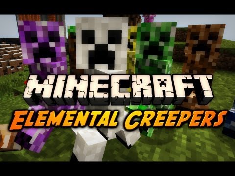 Minecraft Mod Review: ELEMENTAL CREEPERS MOD!