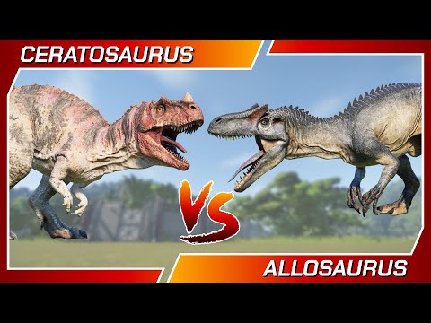 Dinosaurs Battle CERATOSAURUS Vs ALLOSAURUS - Jurassic World Evolution