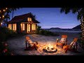Campfire on the Beach Ambience with Crackling Fire & Ocean Waves for Relaxation & Sleep