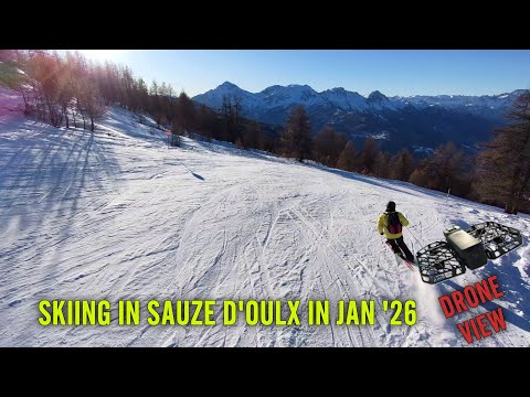 Fabulous fast skiing in Sauze D'Oulx - Drone View 4K