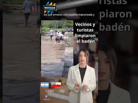 La Puerta: vecinos y turistas limpiaron el badén ante la ausencia del municipio