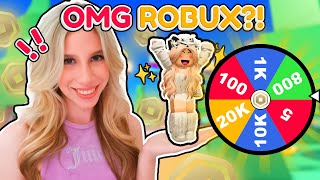 SPINNING THE ROBUX WHEEL OF FORTUNE... in PLS DONATE (Robux Codes in Video)